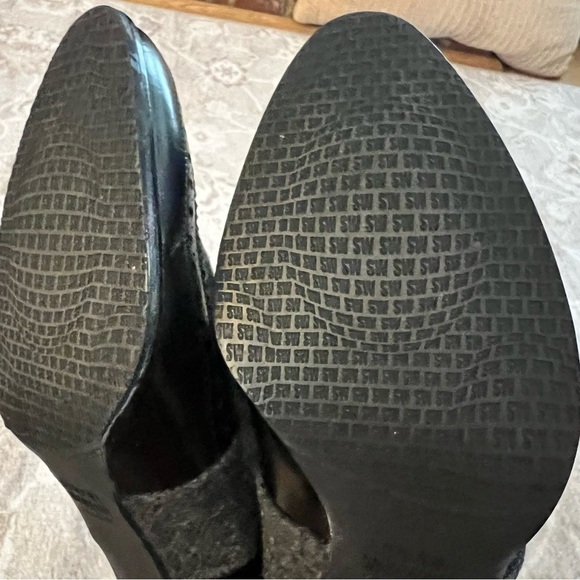 Stuart Weitzman Black Gray Patent Wool Leather Heels size 6.5 - Picture 6 of 10